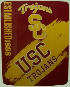 Blanket Fleece Throw NCAA USC Trojans NEW 50”x60” with protective sleeve - Picture 1 of 2