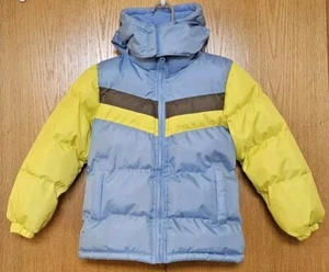 Operation Warm Hooded Puffer Coat Baby Blue Yellow Gray Boys Youth Size 7/8 - Picture 1 of 15