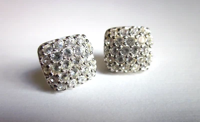 Swarovski Orecchini a Lobo-Rombo-Pavè di Cristalli-Anni'90-Vintage-Leggi Bene - Immagine 1 di 4