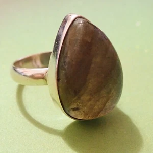 Anillo CAB lágrima labradorita vintage talla 8-1/2 6,3 g - Imagen 1 de 9