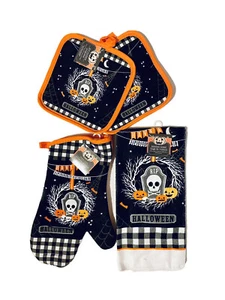 Caprichoso Impreso Halloween Horno Mitones/Soportes para Ollas y Toallas de Cocina Lote 3- Nuevo con Etiquetas - Imagen 1 de 5
