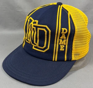 Vtg Notre Dame NCAA Snapback Hat Park Ave Fighting Irish Trucker Mesh USA Mens - Picture 1 of 14
