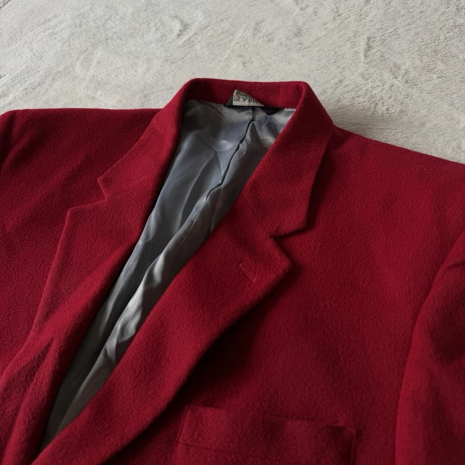 Jos A Bank Mens 100% Camel Hair Red Blazer Sport Coat 48 R | Holiday Party Red - Image 1 of 4