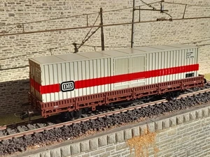 ROCO 1/87 HO CARRO PIANALE 2 ASSI DB CON CONTAINER 'DB' ART.4399A - Foto 1 di 11