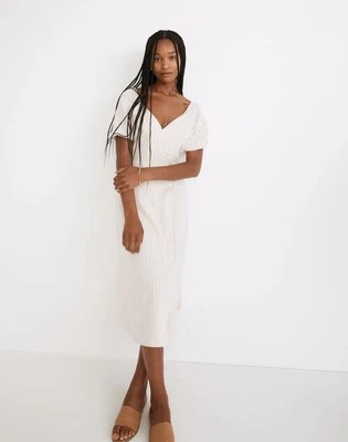 Madewell неокрашенный полоски Puff рукав кнопка надежном Midi платье Cottagecore богемное Sz 00 - Изображение 1 из 4