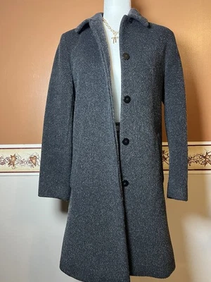 Abrigo largo para mujer Anne Klein mezcla de lana mohair gris botón delantero talla 4 Foto 1 de 4