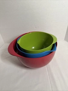 Trudeau Melamine Red Blue Green Mixing Bowl Set Of 3 - Picture 1 of 5