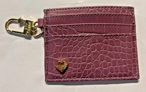 Betsey Johnson Mauve Purple and Gold  Croc Print Card Holder Wallet /Keychain - Picture 1 of 13