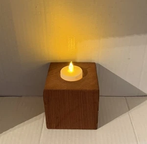 Decorative Wood Candle Stand with Flickering  Battery Light - Picture 1 of 3