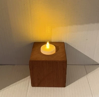 Decorative Wood Candle Stand with Flickering  Battery Light - Image 1 of 3