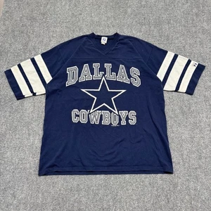 VTG Logo 7 Cowboys T-shirt mens XL Single Stitch Dallas Striped Navy Blue Y2K 93 - Picture 1 of 14
