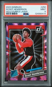 2023-24 Donruss Psa 9 Scoot Henderson /99 Holo Viola Laser Rookie RC - Foto 1 di 2