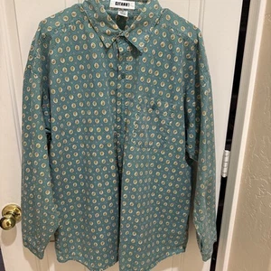 Vintage GITANO Men’s Long Sleeve Button Down Size XL Teal/Yellow Paisley Cotton - Picture 1 of 10
