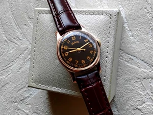 Soviet vintage Pobeda  ZIM small watch, sweep second hand , 1950's, black dial - Picture 1 of 9