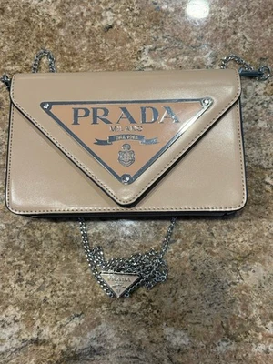 Prada 2ARX5 Plexiglass Triangle Logo Shoulder Bag Nude  Authentic Guaranteed - Image 1 of 4