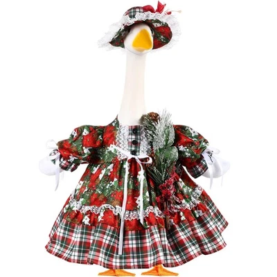 Christmas Winter Goose Outfit Fancy Porch Goose Clothes Dress with Wide Hat f... Foto 1 de 4