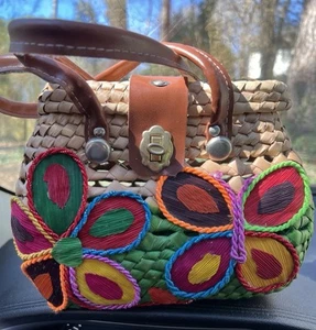 Cesto fatto a mano borsa floreale Città del Messico multicolore  - Foto 1 di 10