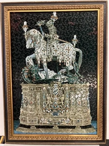 Springbok Puzzle Saint George & Dragon 500 Pieces Completed, Antique Wood Framed - Picture 1 of 10