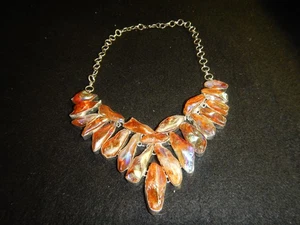 Vintage Sterling & coated Iridescent rainbow Aurora Crystal necklace - Picture 1 of 15