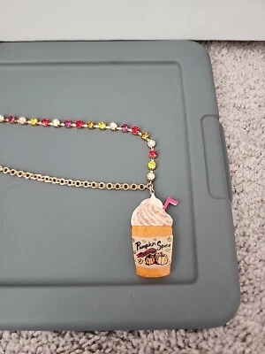 NUEVO Auténtico Collar de Cristal Latte Otoño Colgante Especias Calabaza Betsey Johnson Foto 1 de 3