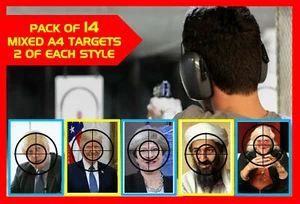 Splatter Targets A4 Shoot Rifle Pistol Air Targets - PACK OF 14 - FREE POSTAGE - Picture 1 of 6