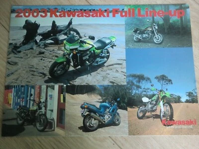 2003  kawasaki Line up Brochure JAPAN  ZRX1200R  ZR-7S KLX250  W650 ZZR400 - Image 1 of 4