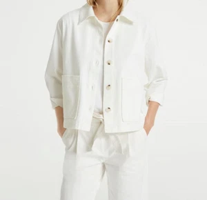 OPUS Frühjahr/Sommer Boxy Blazer Jacke Kurz-Jacke Huliane milk-weiß Baumwolle - Bild 1 von 5