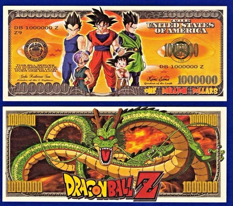 1-Dragon Ball Z  Dollar Bill  -NOVELTY- MONEY-W/clear protector sleeve ITEM -P4 Cover