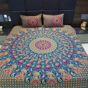 Indian Paisley & Elephant Print Mandala Duvet Cover King Size Hippie Bohemian  - Picture 1 of 5