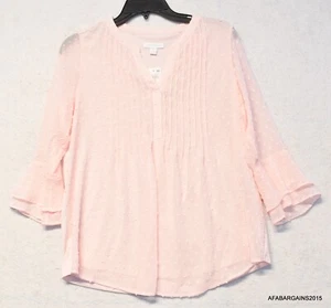 Charter Club Damen Petite Größe PS doppelte Rüschen solide Biesen Top, pink, neu mit Etikett - Bild 1 von 10