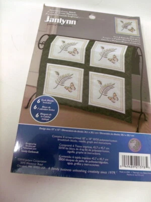 Janlynn Tobin 6 Stamped Quilt Blocks FERN & BUTTERFLY 15" Design - 18" Squares - Image 1 of 3