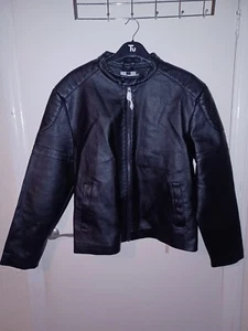 TOPMAN Mens Leather Jacket Black 2XL RRP £75 - Picture 1 of 4