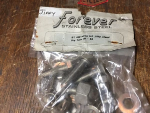 HARLEY STAINLESS STEEL BOLTS&NUTS JIFFY STAND MOUNTING KIT 1948-84 .4 SPEED B T - Picture 1 of 8