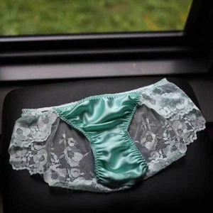 2 Pairs Silk Panties Lace Back Sheer Sexy Underwear Hipsters Knaughty Knickers - Picture 1 of 18