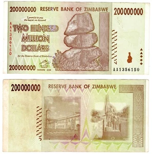 2008 Zimbabwe 200 Million DOLLAR Banknote  P81 Circulated - Picture 1 of 1