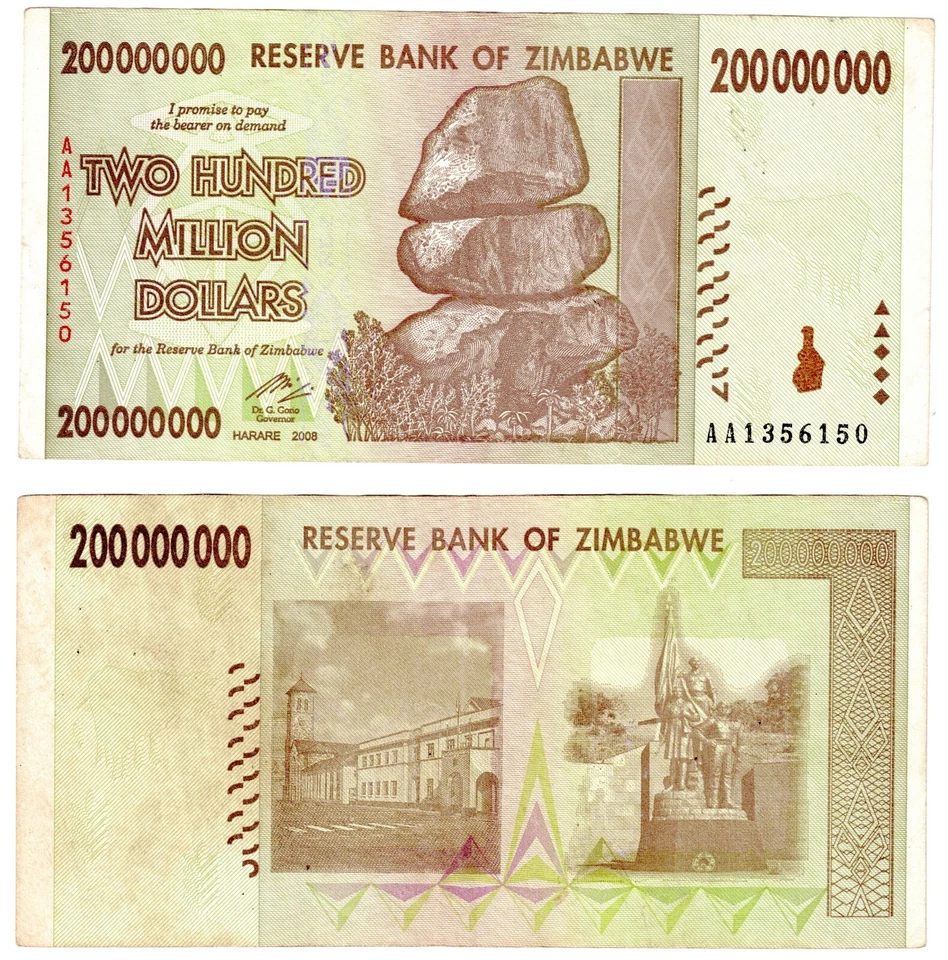 2008 Zimbabwe 200 Million DOLLAR Banknote  P81 Circulated - Image 1 of 1