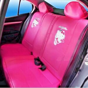 Hello Kitty Rear Car Seat Cover: Premium PVC Edition Faux Leather, kitty in Pink