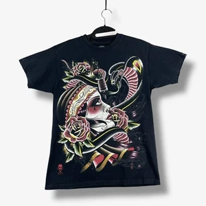 Sullen Art Collective Graphic T Shirt Mens M Tattoo Snake Roses Black Artsy - Picture 1 of 6