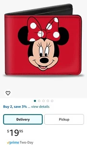 Cartera billetera con hebilla Disney tarjetero Minnie Mouse doble pliegue - Imagen 1 de 7