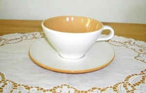 Vintage Informal True China by Iroquois Ben Seibel White Brown Teacup + Saucer - Picture 1 of 7