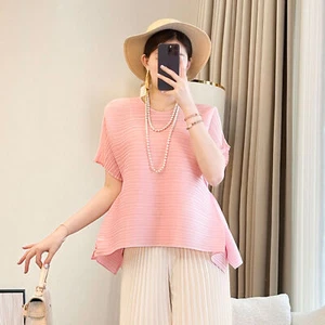 Summer Short-sleeved Design Fashion Temperament Loose Folds T-shirt Women's Top - Picture 1 of 26