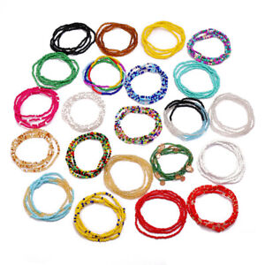K187 Handmade colorful rice Seed beads Beach Waist Chain Necklace Bracelet 85CM