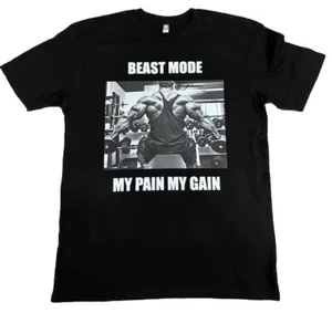 New BEAST MODE - MY PAIN MY GAIN - Wolves Muscle  Workout Gym T-shirt Sz XL BLK - Picture 1 of 3