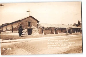 Postal Misión San Francisco Solano Sonoma CA Padre Serra Misión RPPC - Imagen 1 de 2