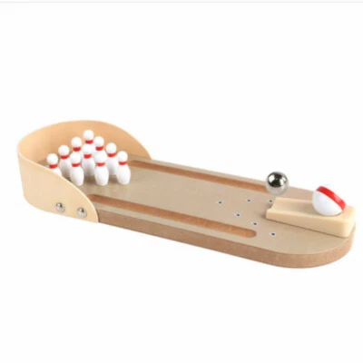 Mini Bowling Basketball Anti Stress Toy Finger Desktop Table Game Wooden Decor - Image 1 of 4