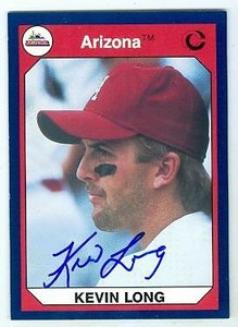 Kevin Long autographed baseball card (Arizona Wildcats) 1990 College #16