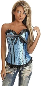 Black & Blue Sexy Boned Corset & G String Lace Up Bustier Lingerie Size 12-14 - Picture 1 of 1