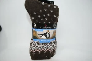 NUEVO Cuddle Cuddl Duds Peluche Bota Crew Calcetines 4 Pares Marrón Isla Justa - Imagen 1 de 5