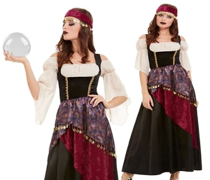 Ladies Deluxe Romany Gypsy Fortune Teller Fancy Dress Outfit Womens Costume - Picture 1 of 6