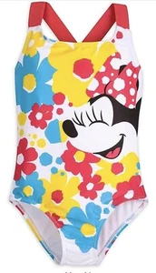 Disney Store Minnie Mouse Floral One Piece   Swimsuit for Girls  UPF 50+ NWT     - Picture 1 of 4